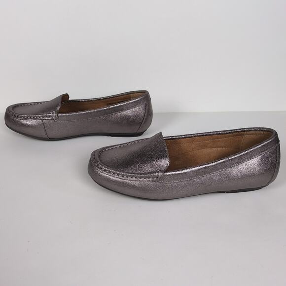VIONIC Debbie Loafer Metallic Silver Leather Orthotic Comfort Women's 7.5 Wide - Picture 6 of 9